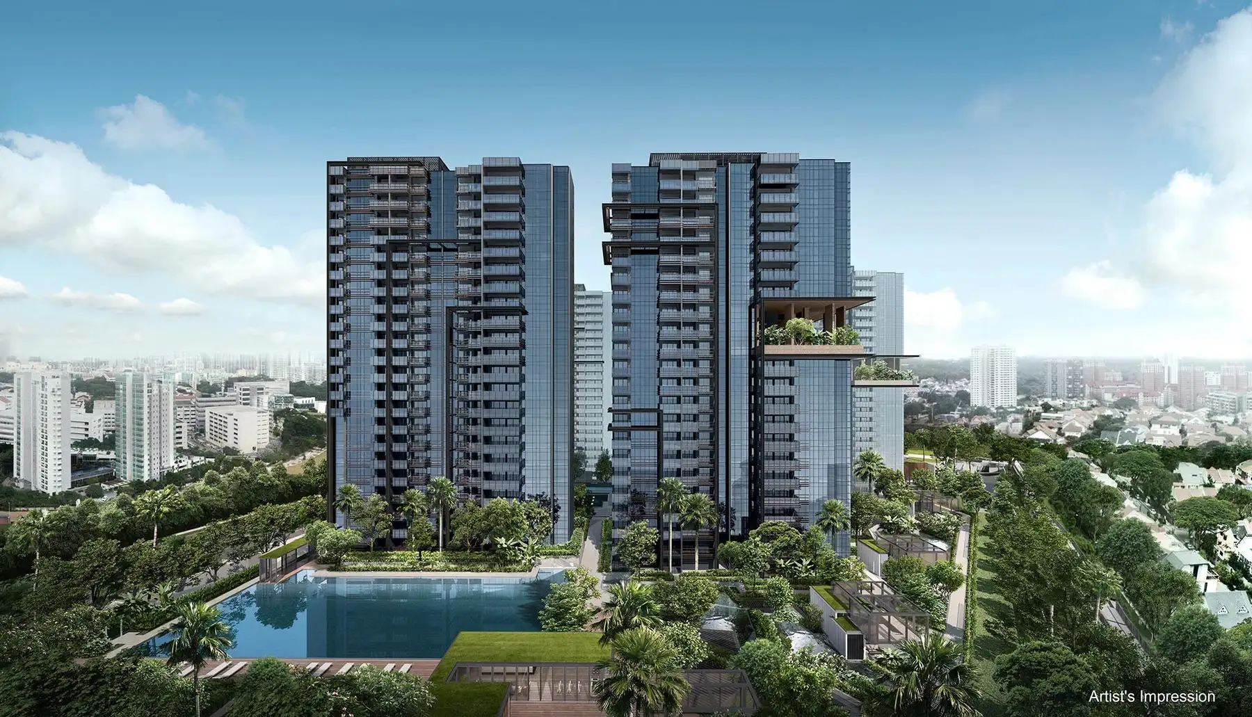 JadeScape's towers over the pool, the developer's artist's impression