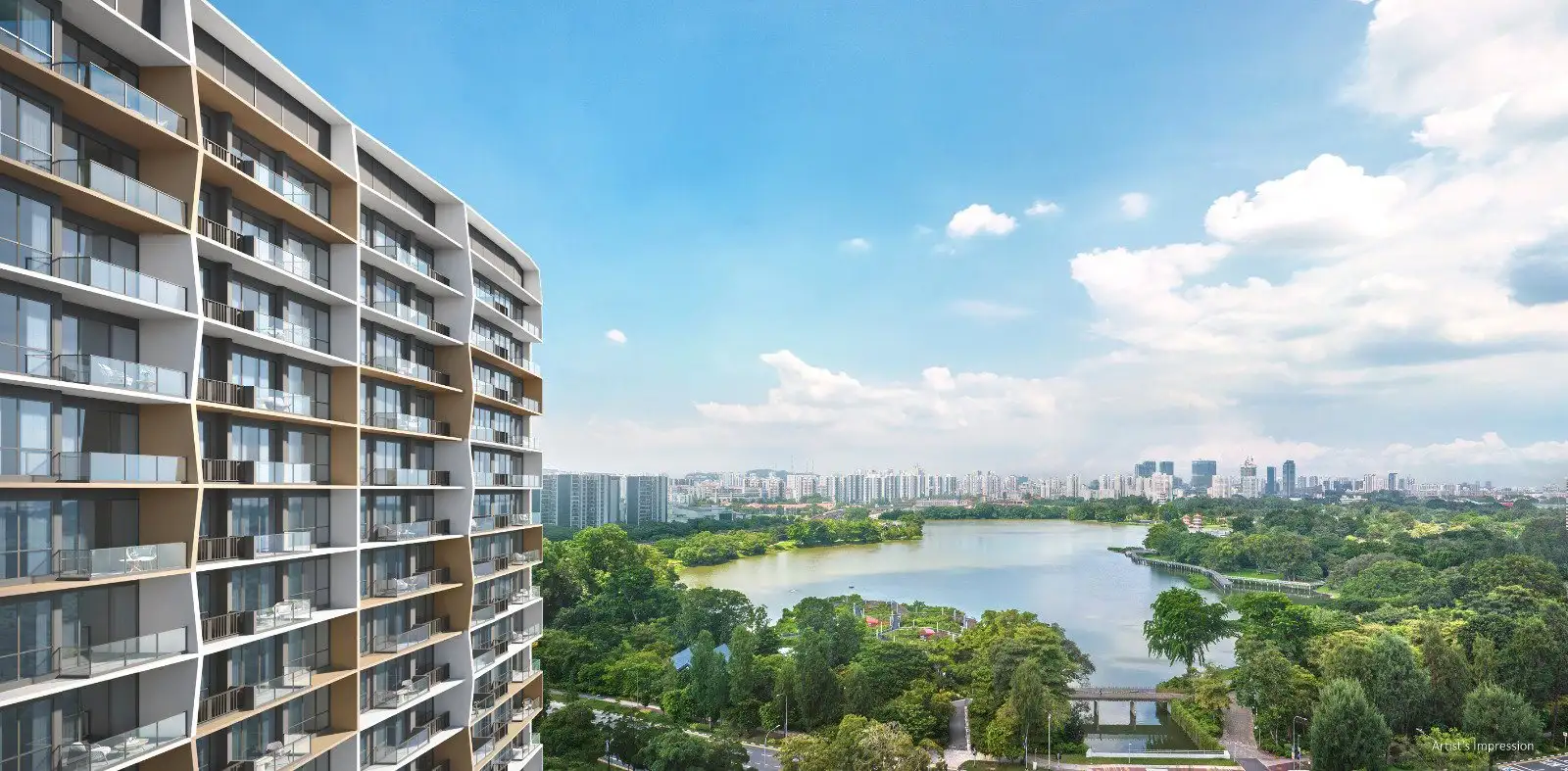 A tower over Jurong Lake and the gardens