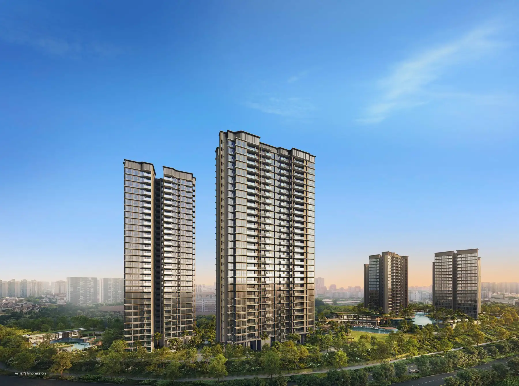 Thomson Reserve, the towers seen from Upper Thomson Road